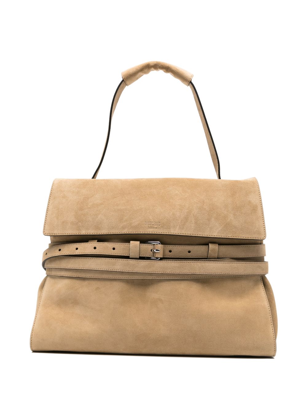 Beige Leather Suede Buckle Belt Bag