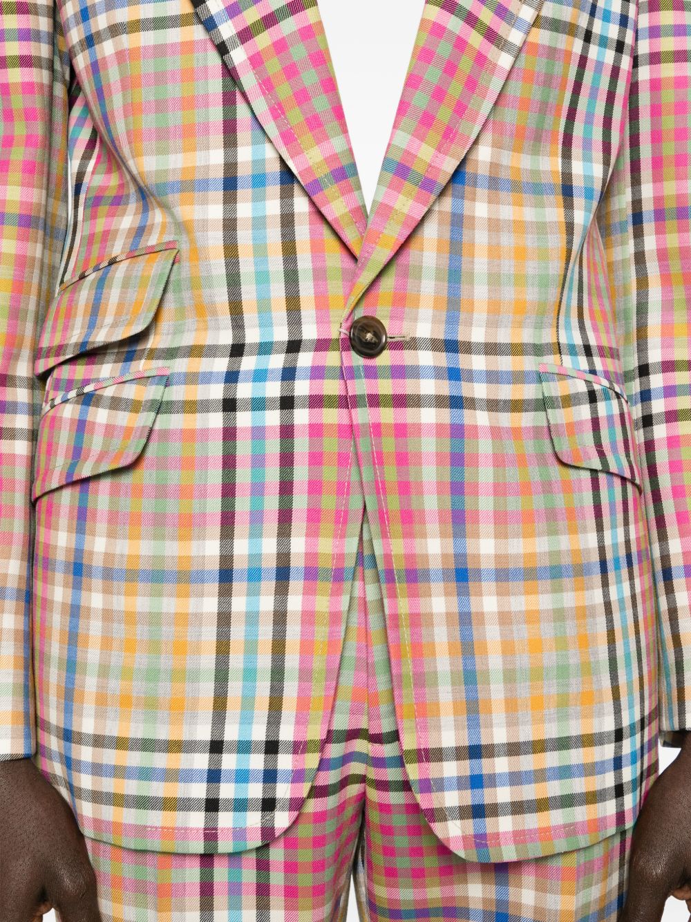 Multicolored Plaid Tailored Blazer With Notched Lapels