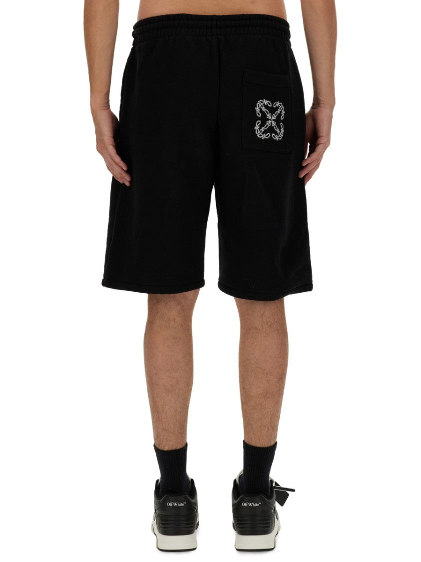 Black Bermuda Shorts With Logo Detail