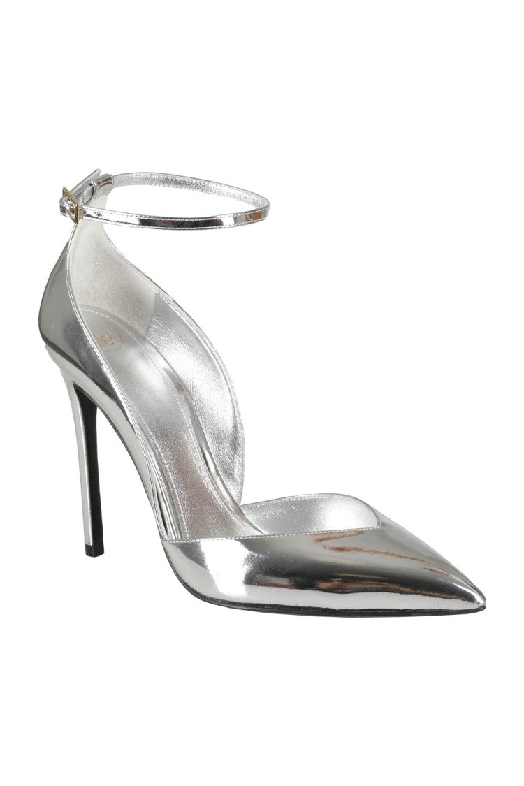 Pointed Toe Metallic Leather Pumps