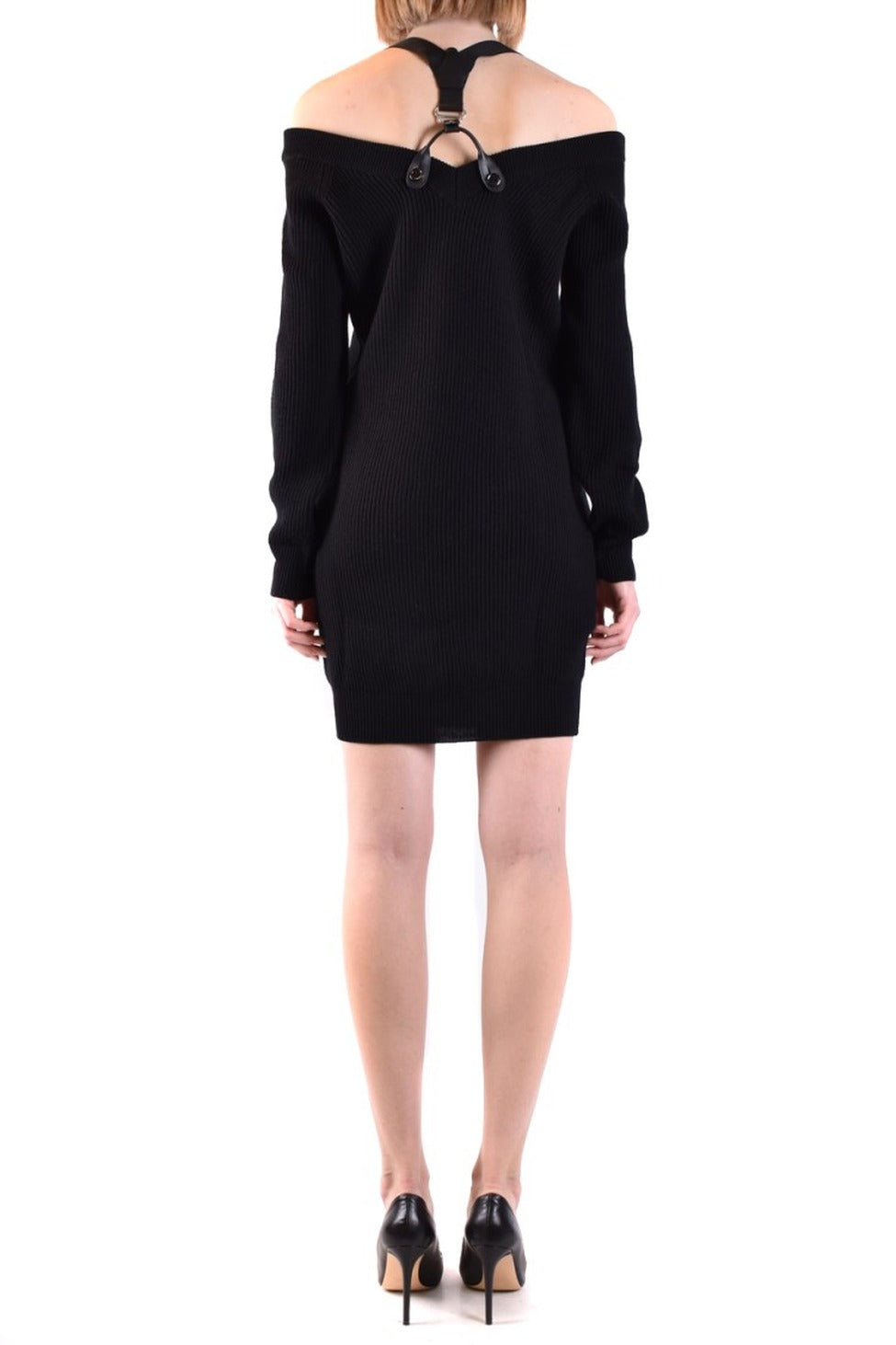 Off-Shoulder Wool Dress With Statement Harness Detail