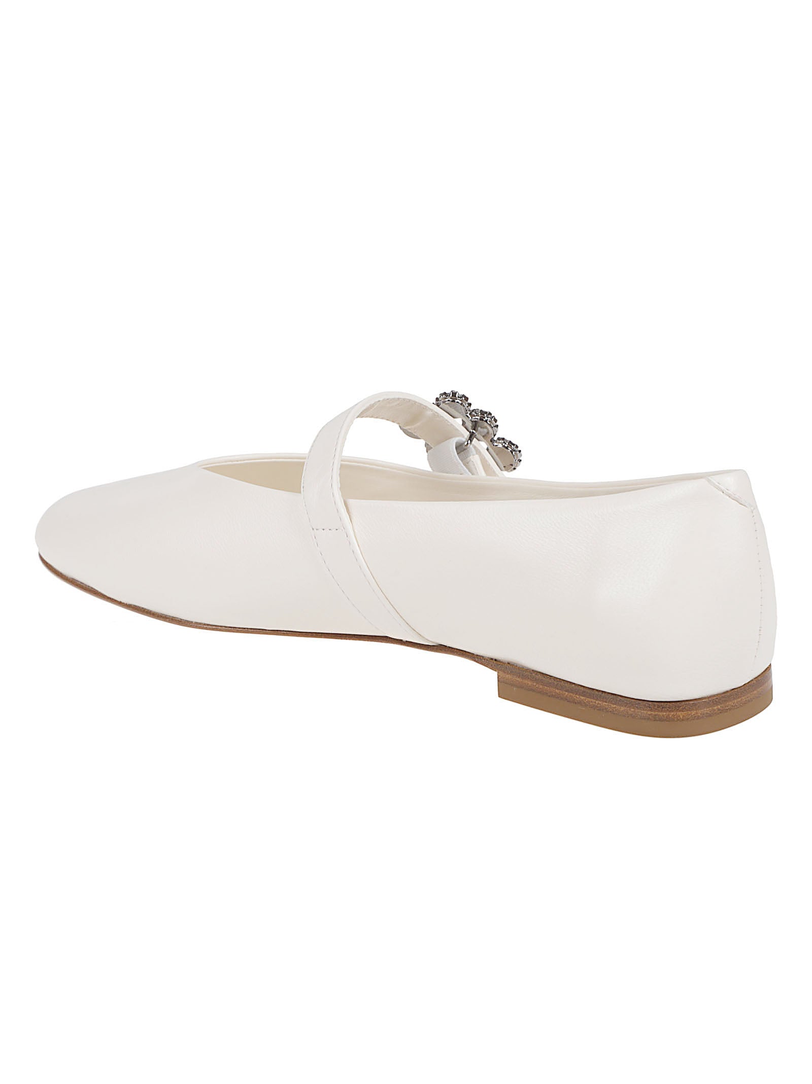 Pointed Toe Lambskin Flats with Ornate Buckle