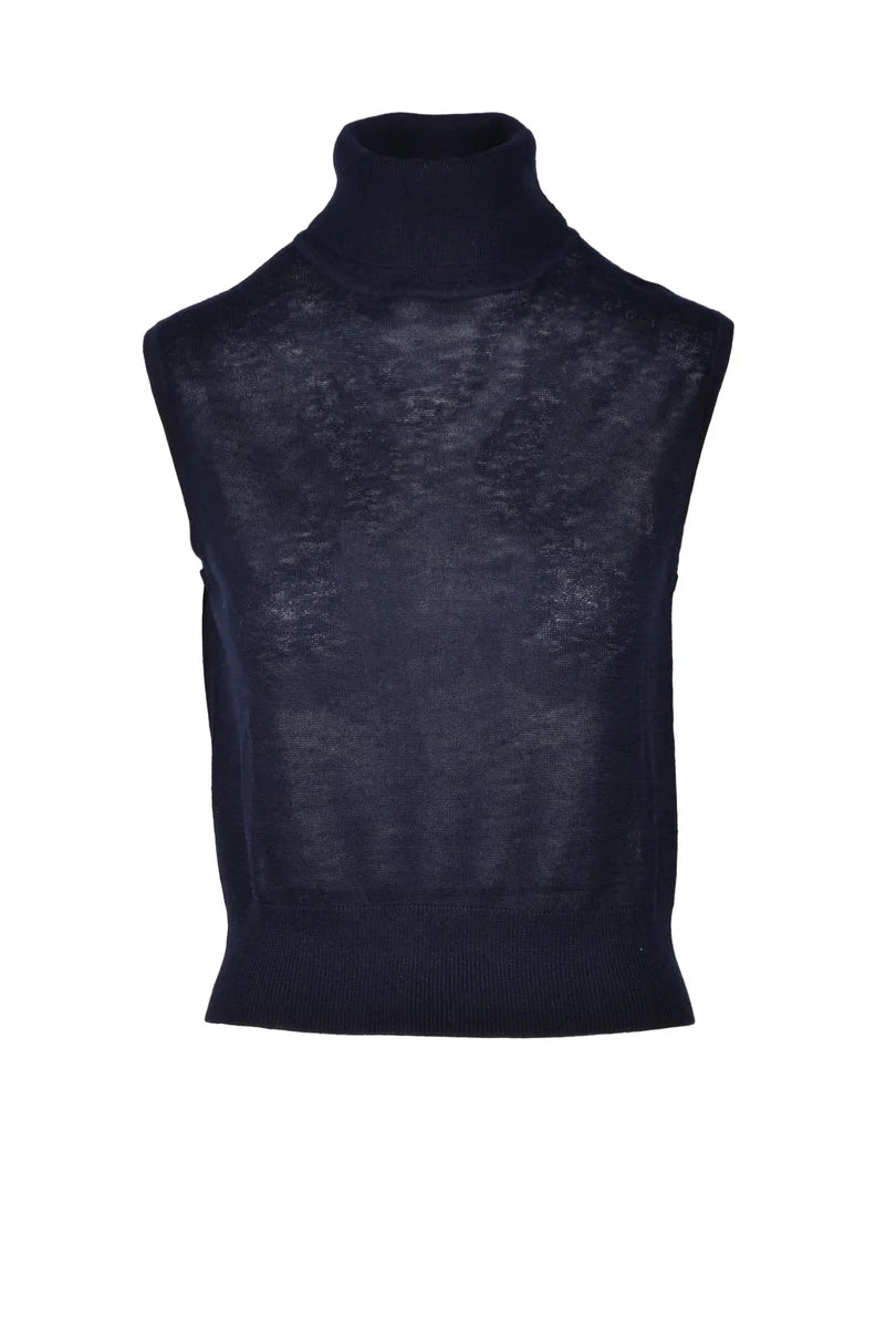 Silk and Cashmere Top - Navy Blue