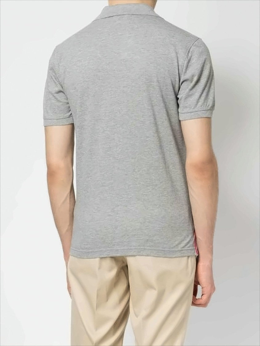 Classic Grey Polo Shirt with Tricolor Accents