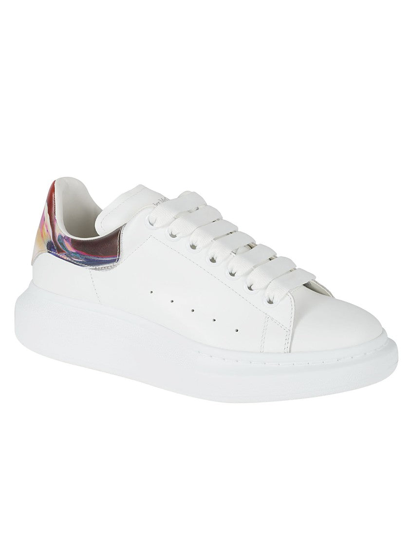 White Sneakers With Colorful Heel Accent
