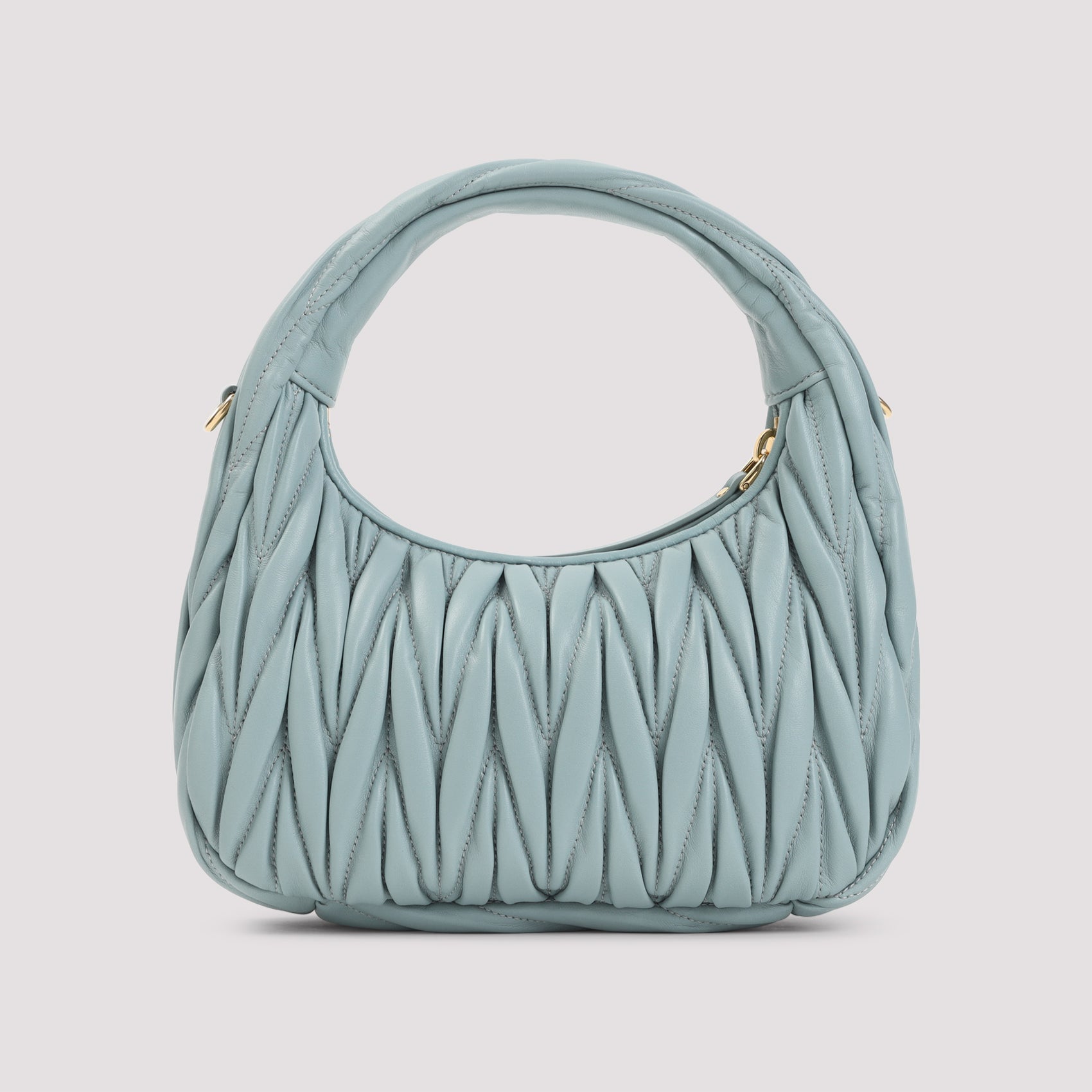 Quilted Light Blue Lamb Leather Handbag