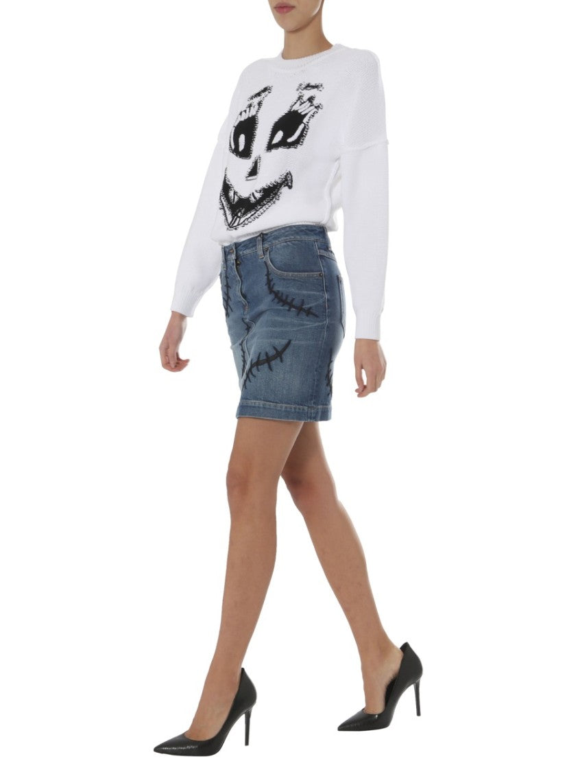Graphic Face Round Neck Sweater
