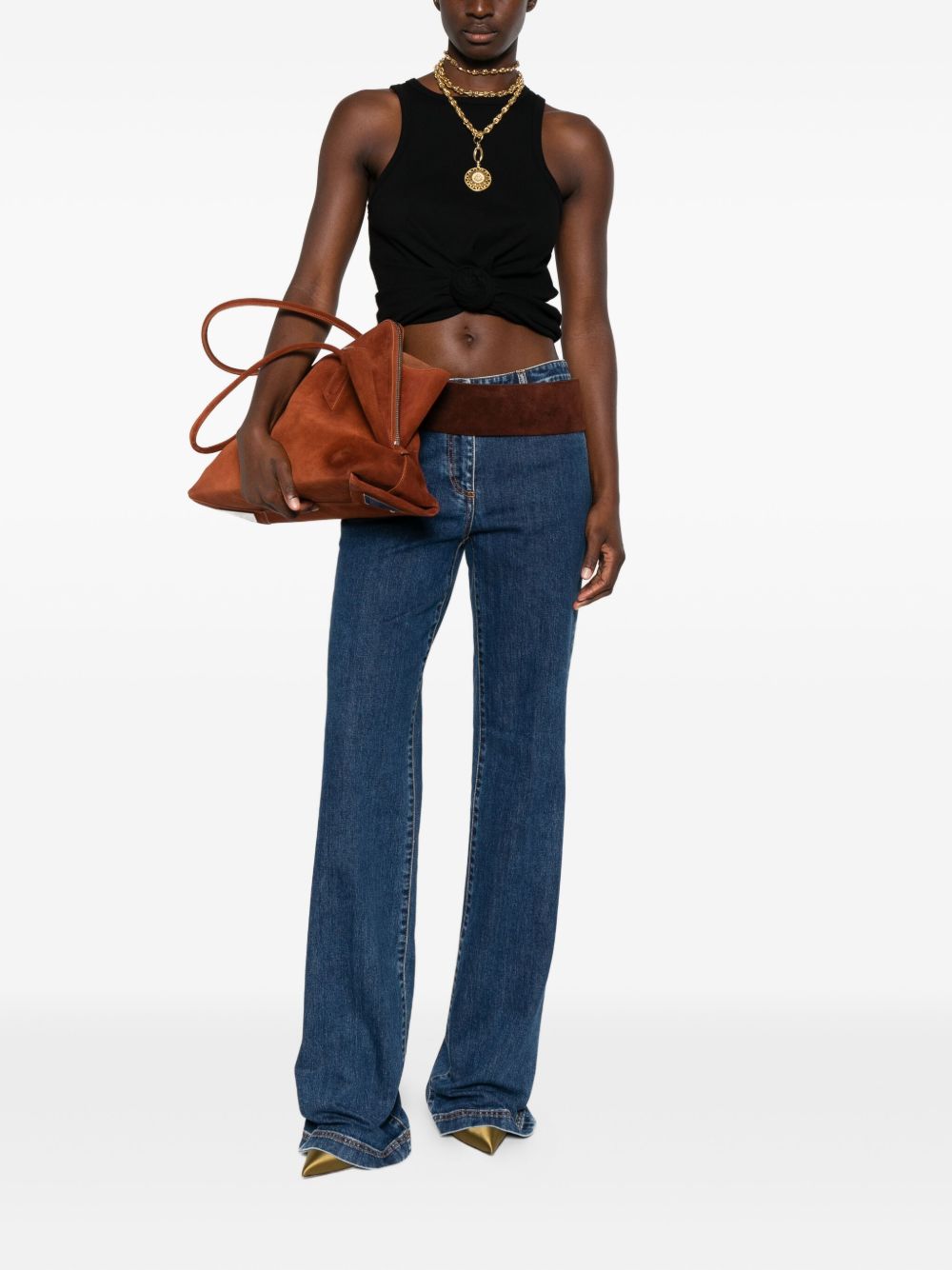 Straight-Leg Blue Denim Jeans With Embroidered Logo