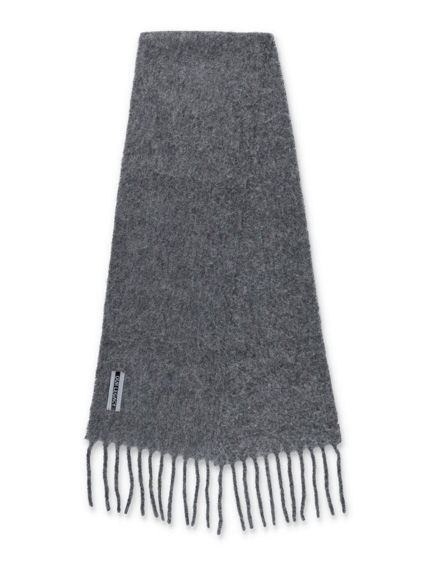 Soft Fuzzy Dark Grey Alpaca Blend Scarf