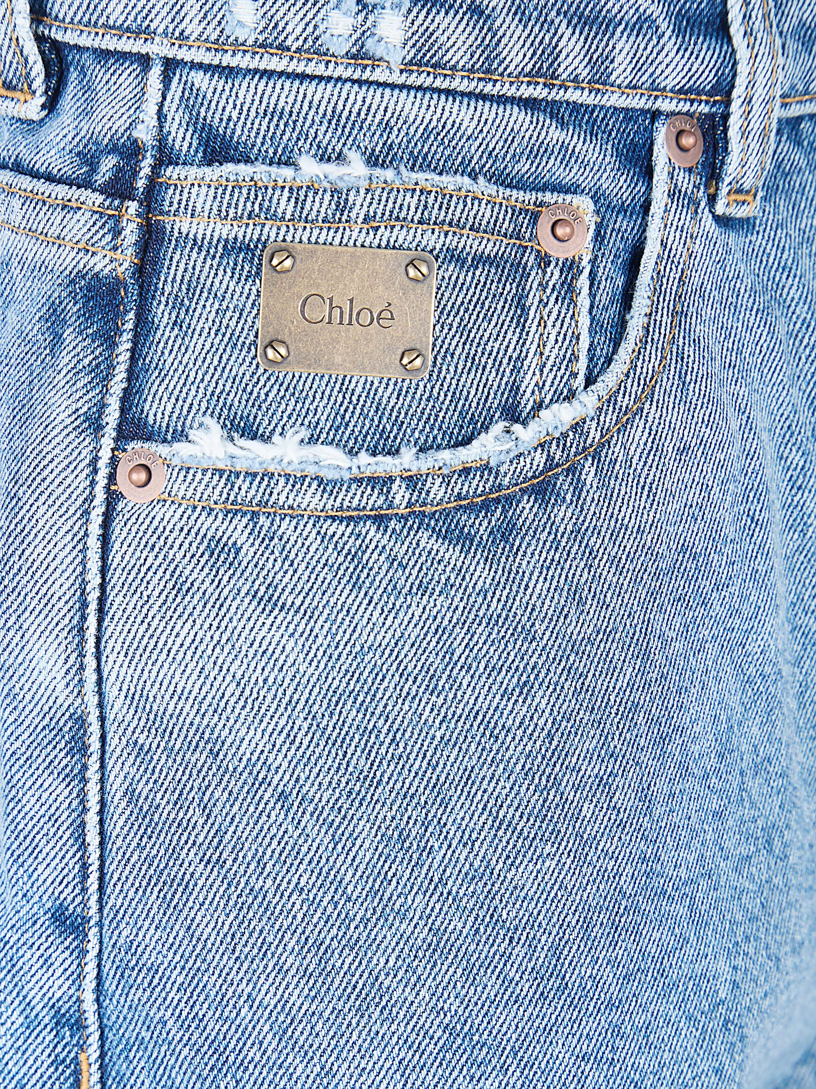 High-Waisted Tapered Jeans with Slit Hem and Logo Detail