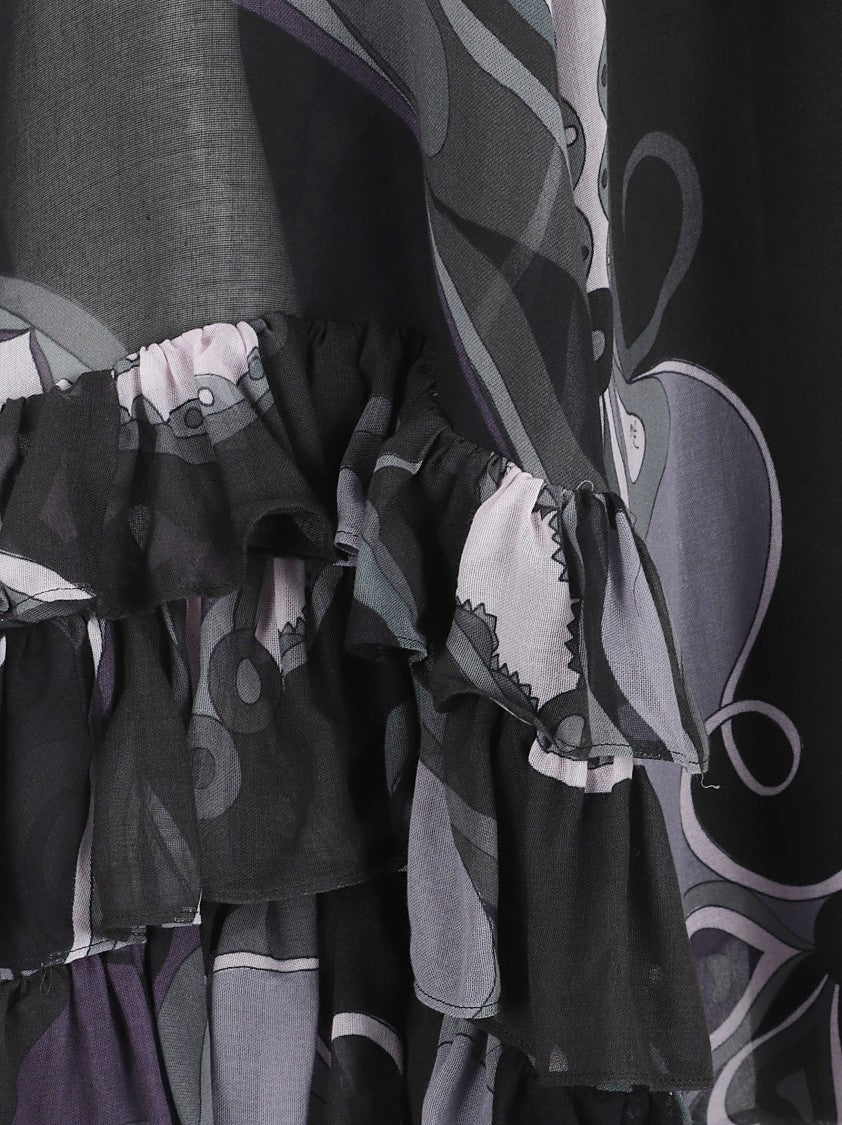 Sheer Silk Blouse with Abstract Swirling Pattern