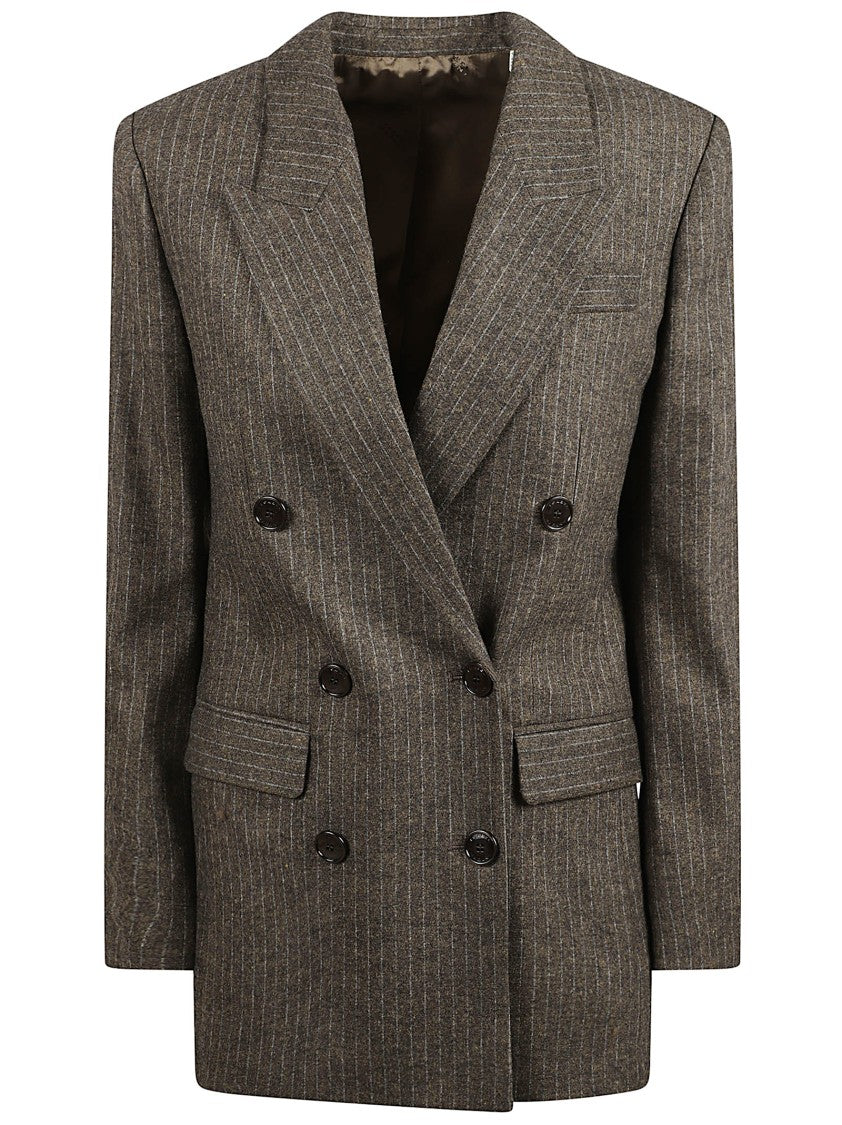 Striped Wool Blend Suit Jacket