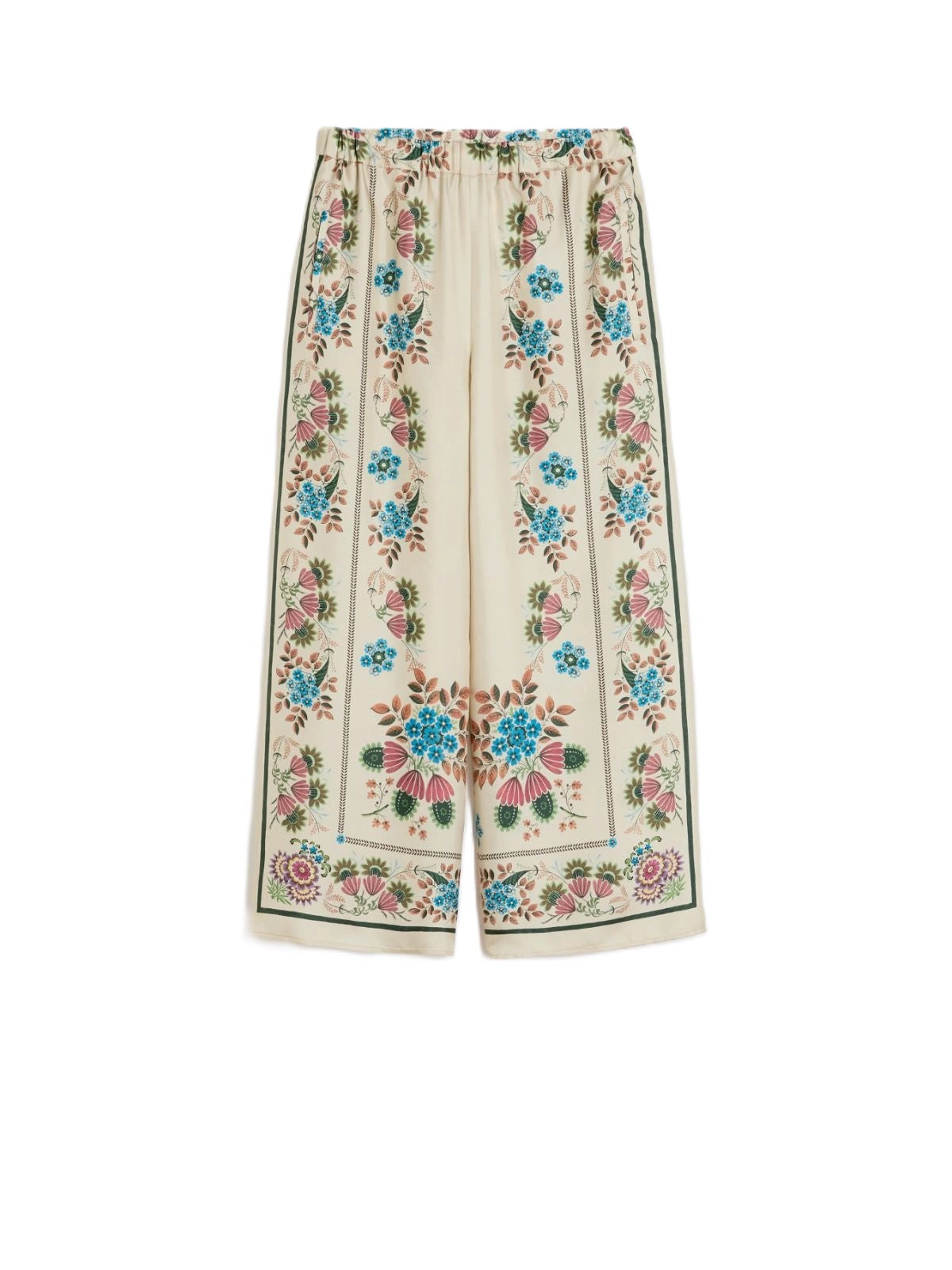 Wide-Leg Floral Print Pants with Elastic Waistband