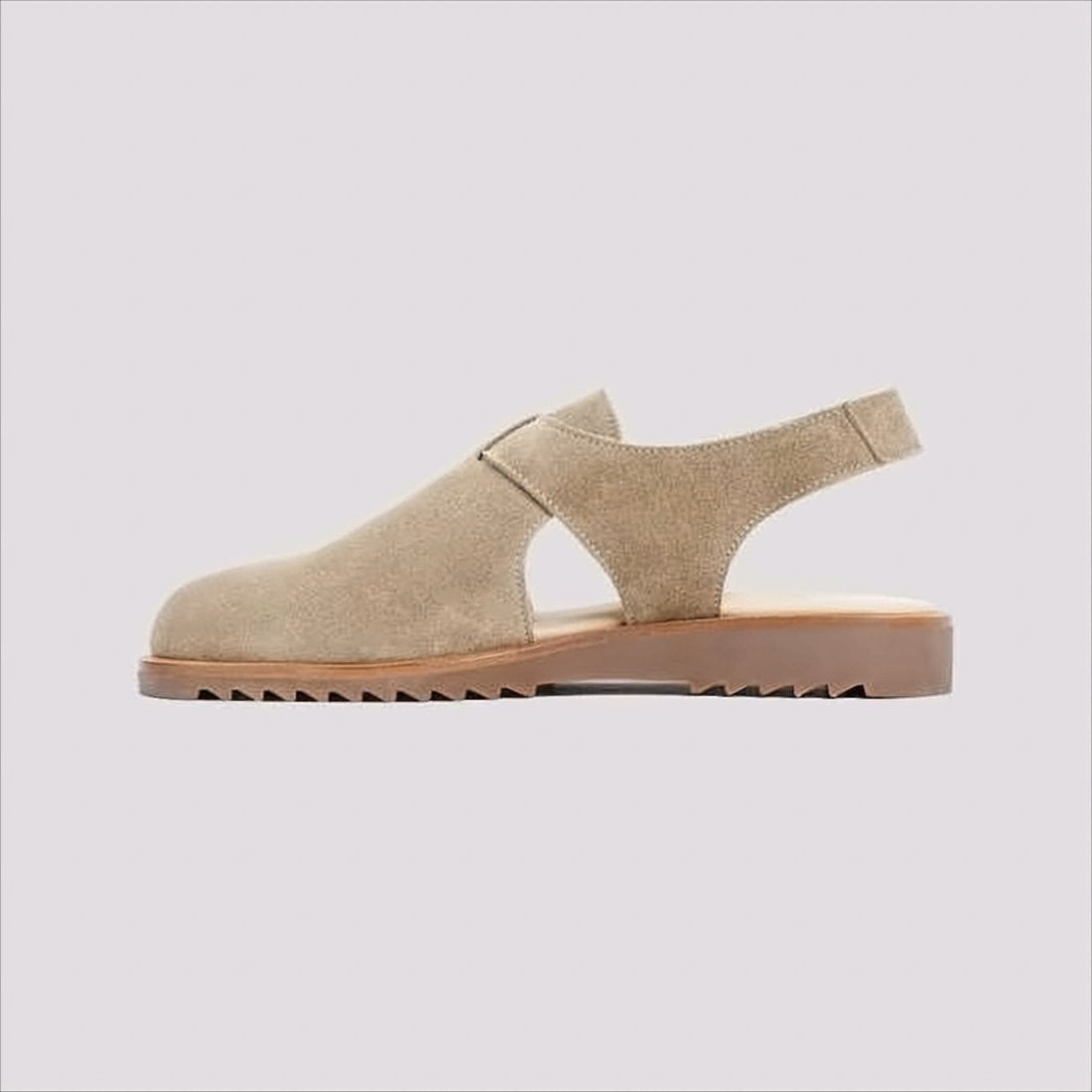 Closed-Toe Suede Sandals with Adjustable Slingback Strap