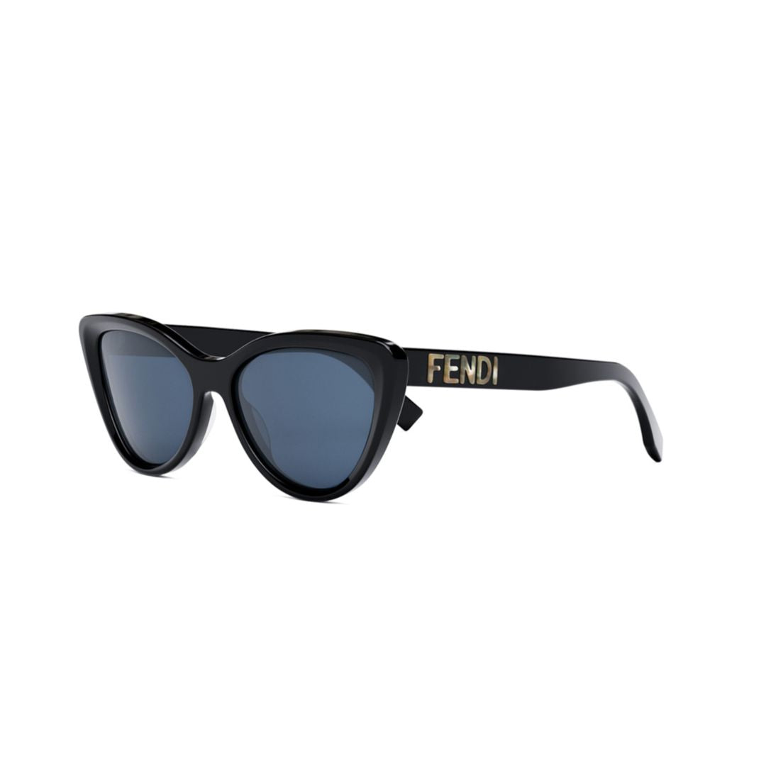 Fe40087u Glossy Black Cat-Eye Sunglasses
