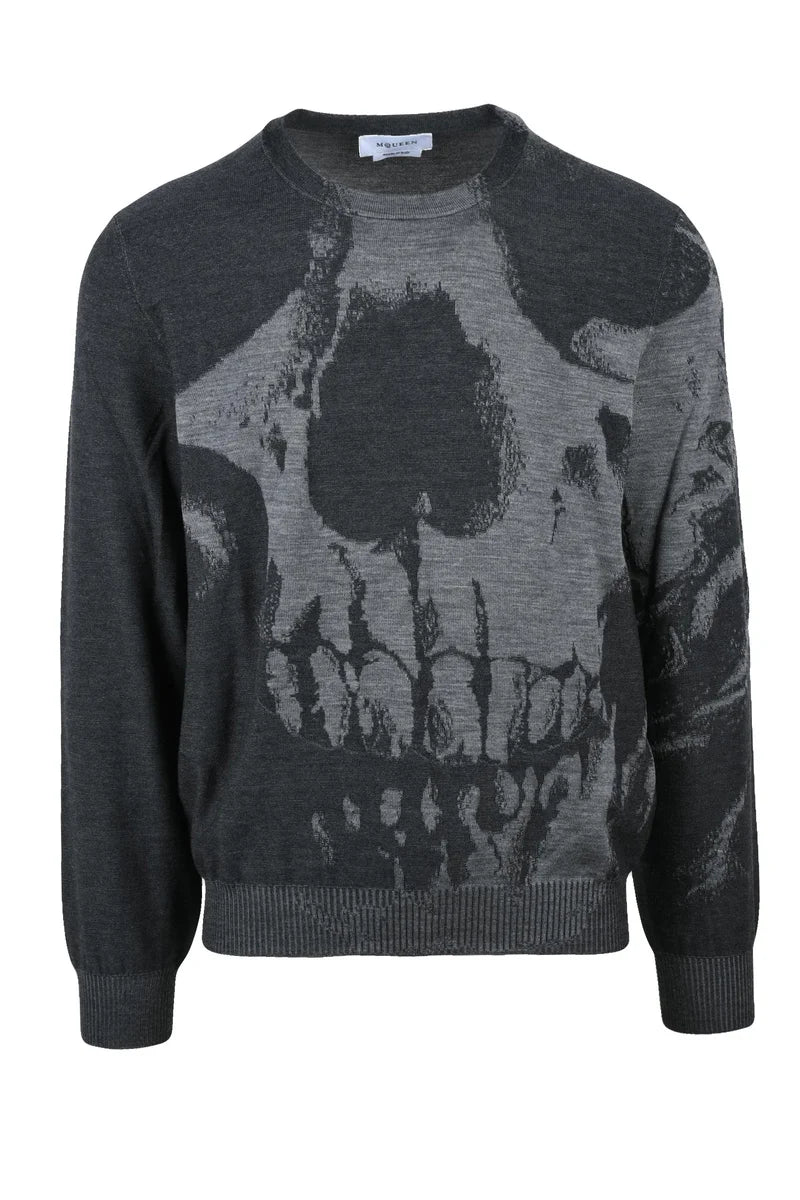 Wool Crew Neck Sweater - Grey