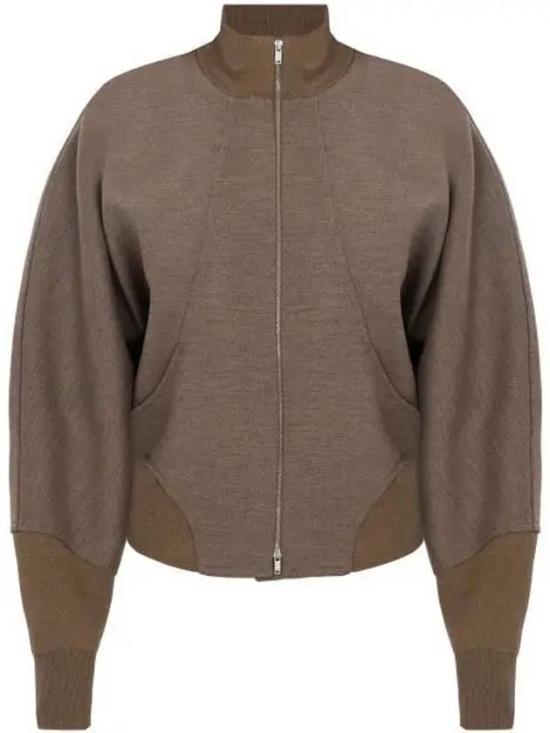 Wool Jacket with Zip-Up Front and High Collar