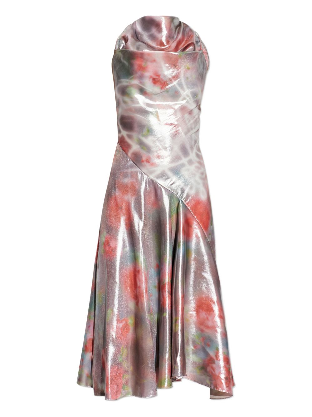 Pink Floral Print Midi Dress