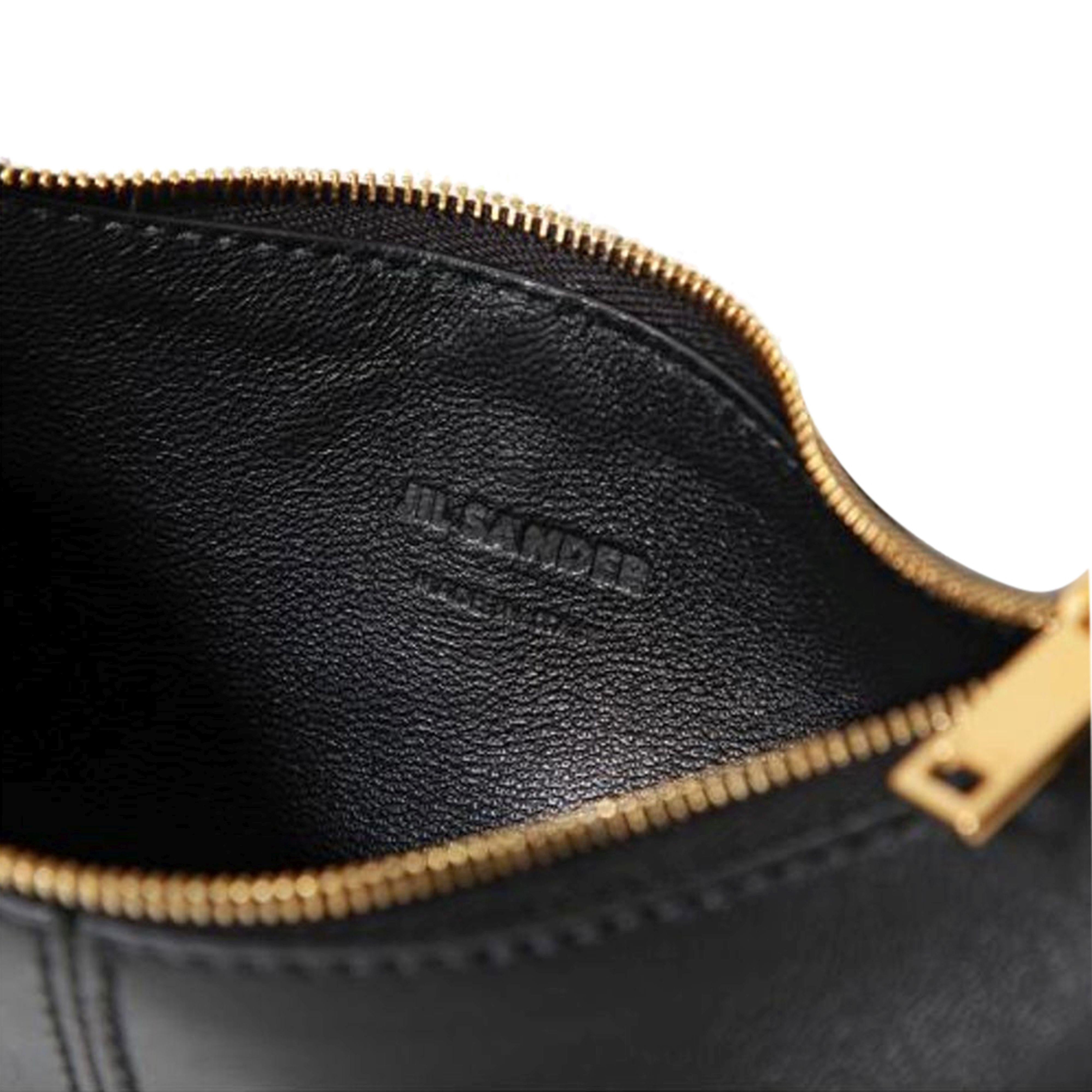 Chic Black Crescent Pouch With Gold-Tone Zipper