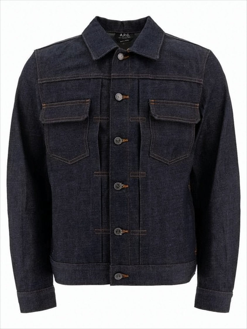 Structured Denim Jacket with Contrast Stitching