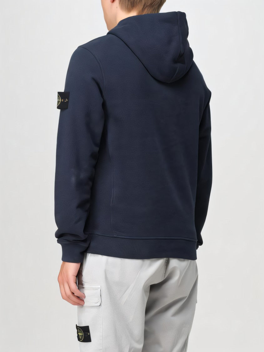 Classic Blue Hoodie With Logo Patch
