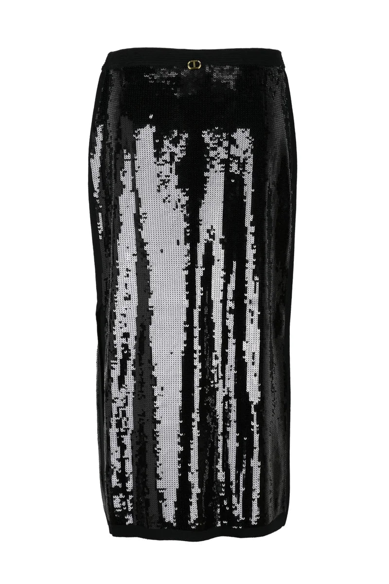 Long Sequin Skirt - Black