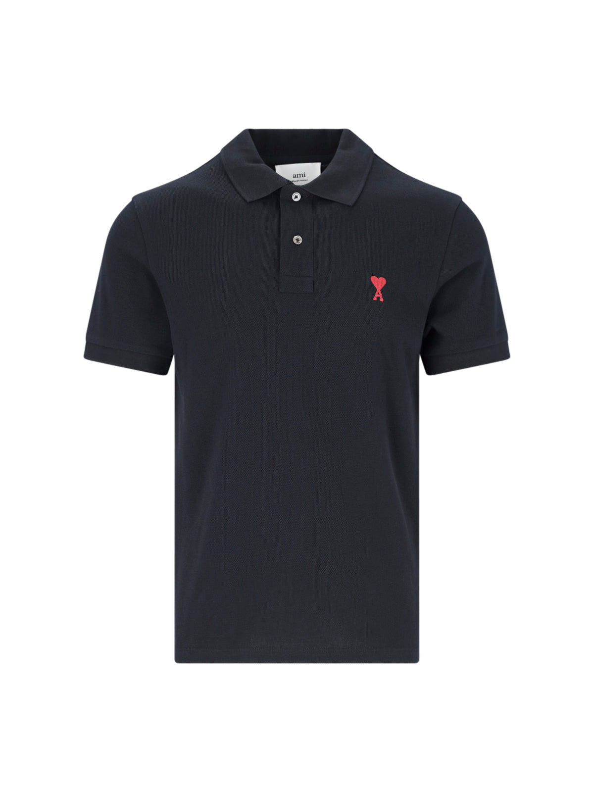 Minimalist Black Polo Shirt With Crew Neckline