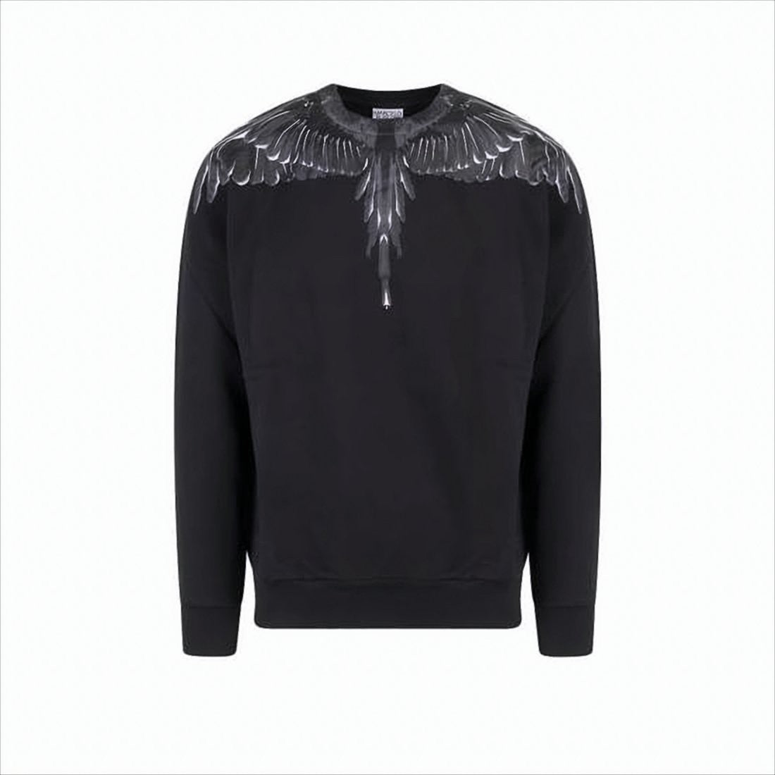 Black Sweatshirt with Intricate Feather Embellishments