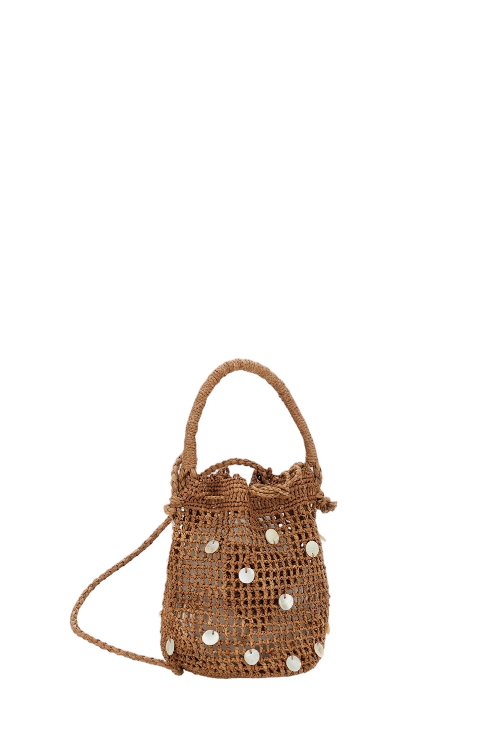 Brown Pearl Precious Moments Raffia Bag