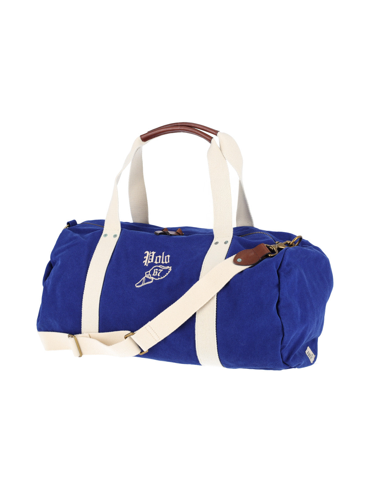 Blue Embroidered Logo Cylindrical Bag