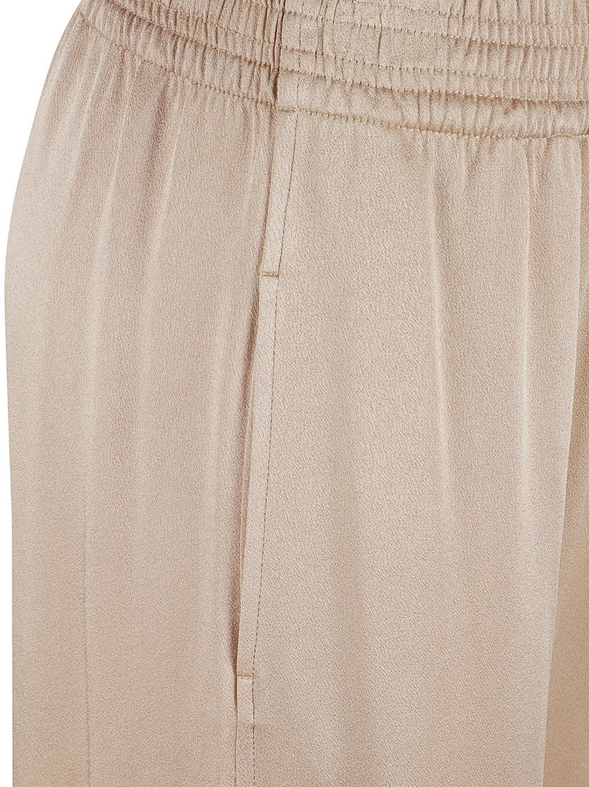 Beige Wide-Leg Trousers With Elasticated Waist