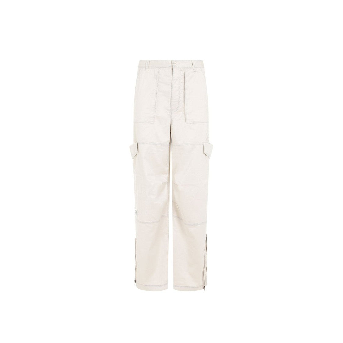 Beige Cargo Pants With Wide Leg Design