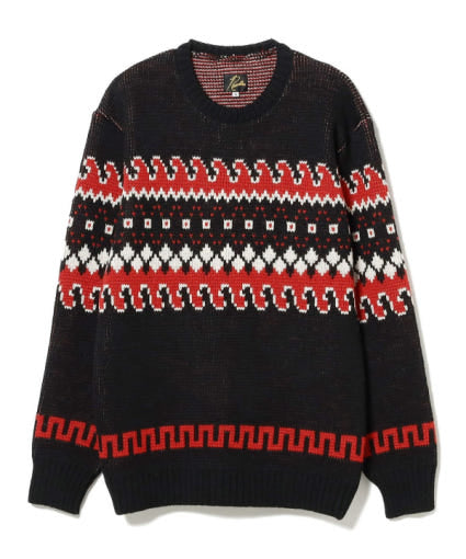 Geometric Pattern Knitted Sweater With Crew Neckline