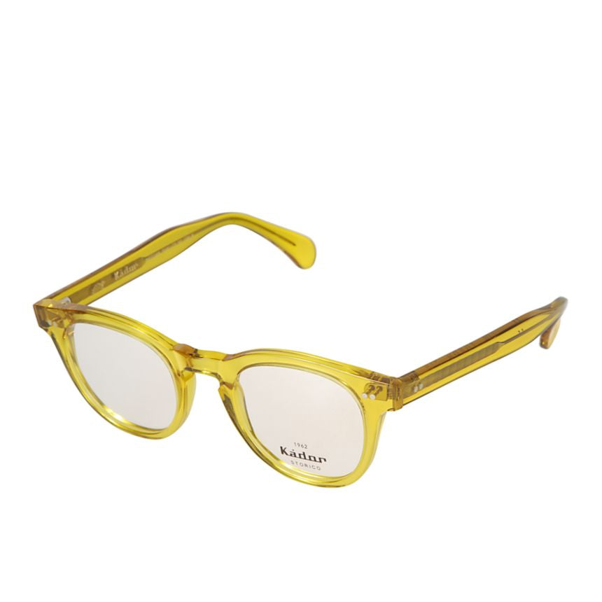 Tuxon Translucent Yellow Rounded Square Eyeglasses with Glossy Finish
