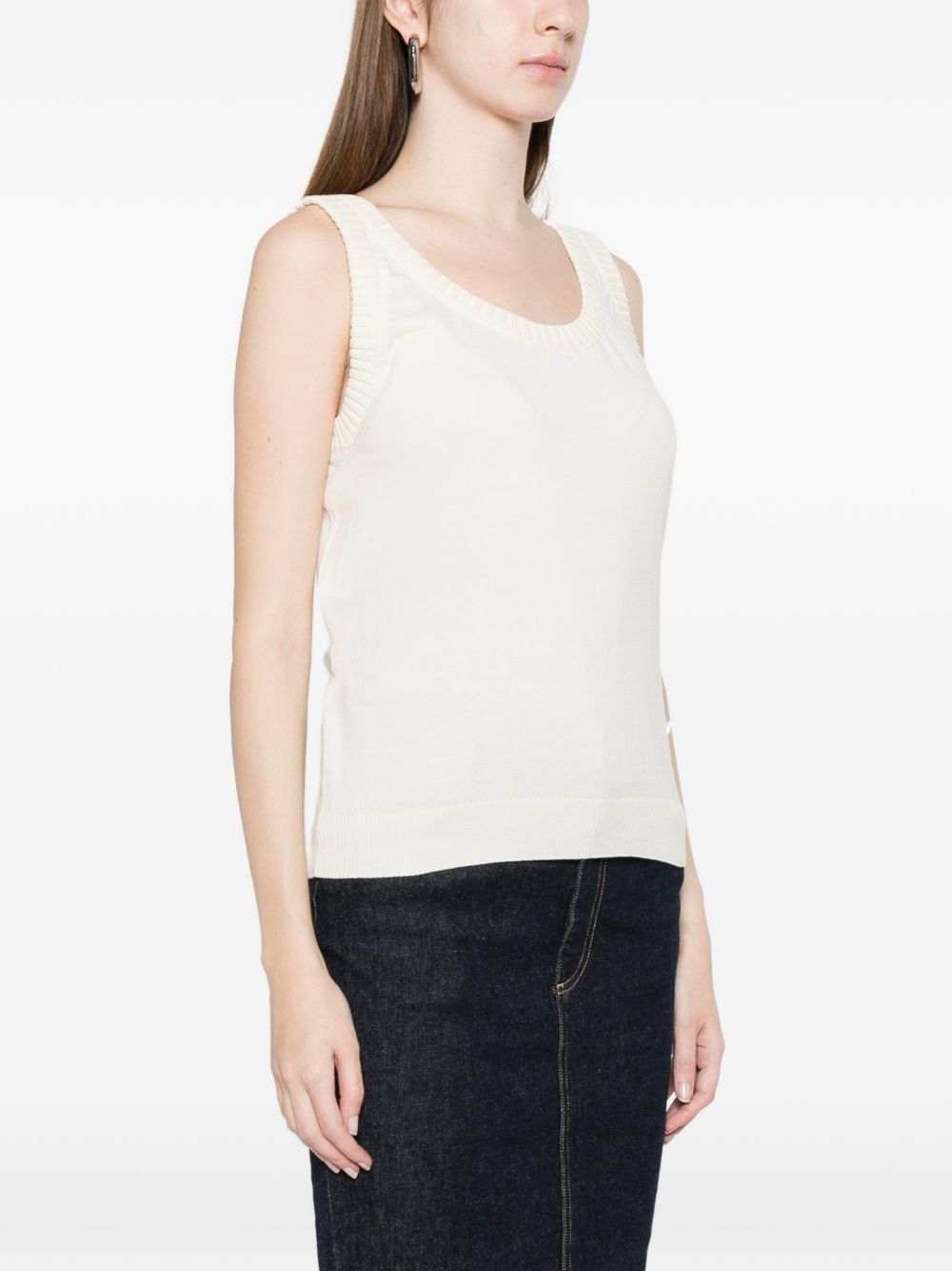 Beige Sleeveless Tie Top