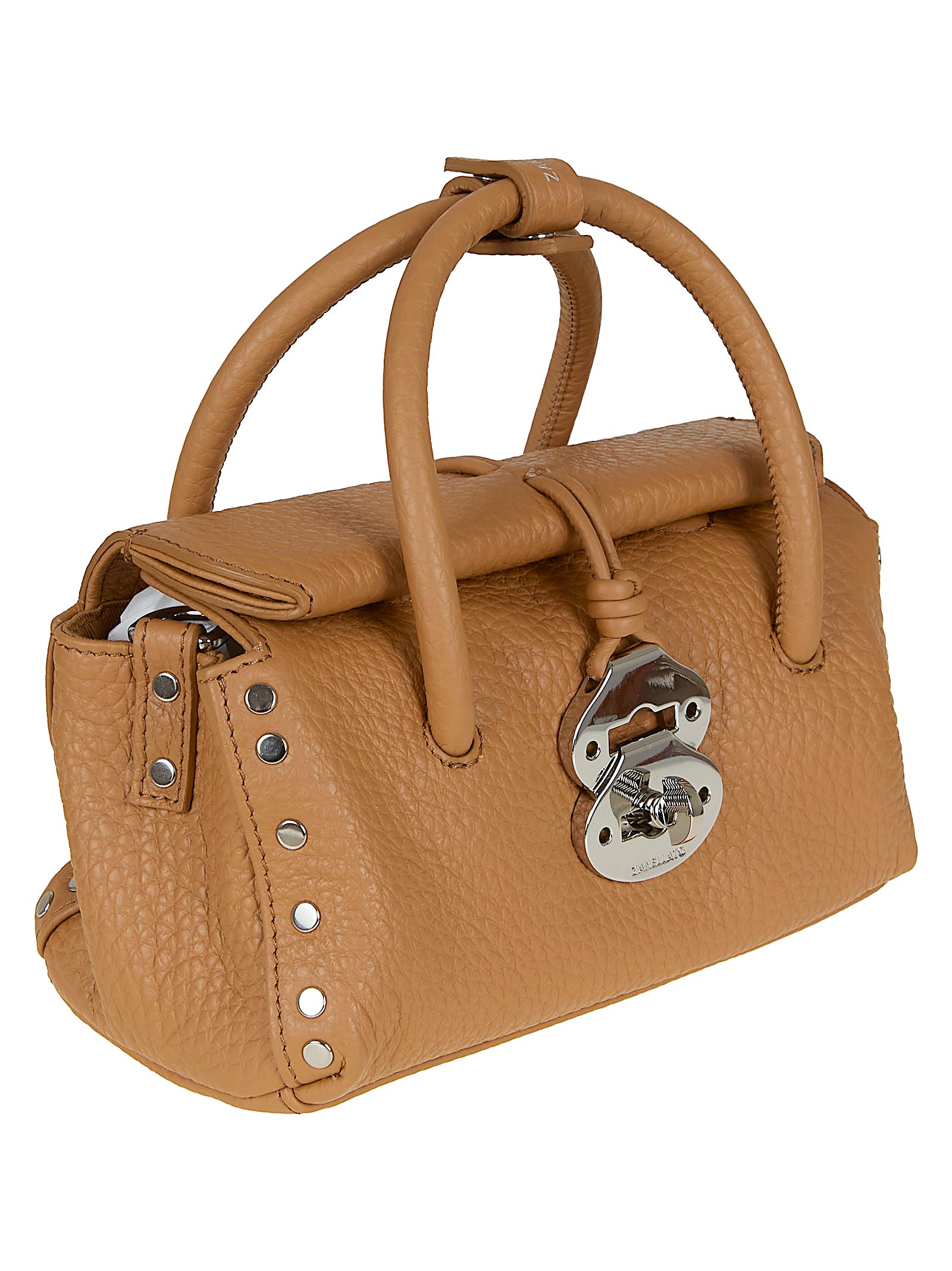 Textured Leather Shoulder Bag with Silver-Toned Clasp