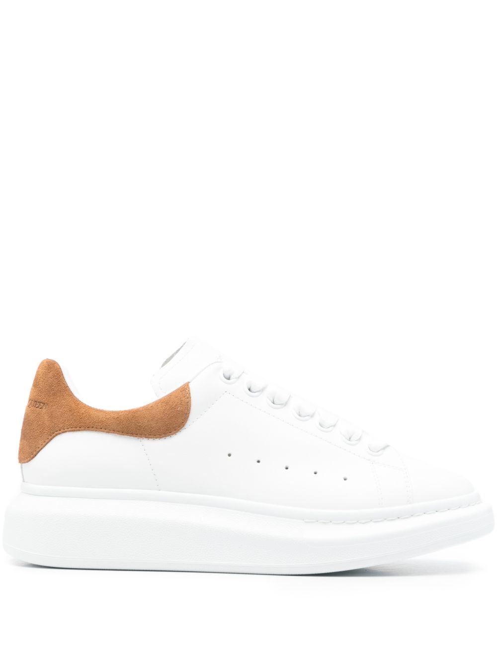White Leather Sneakers with Suede Heel Tab