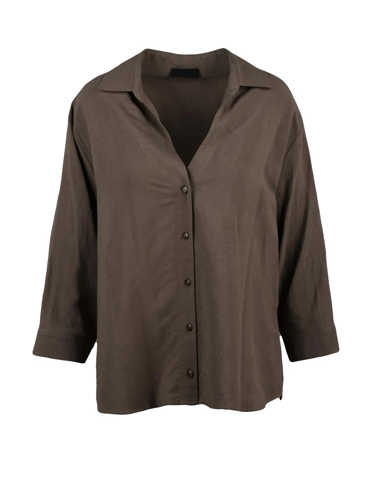 Brown Viscose Linen Shirt