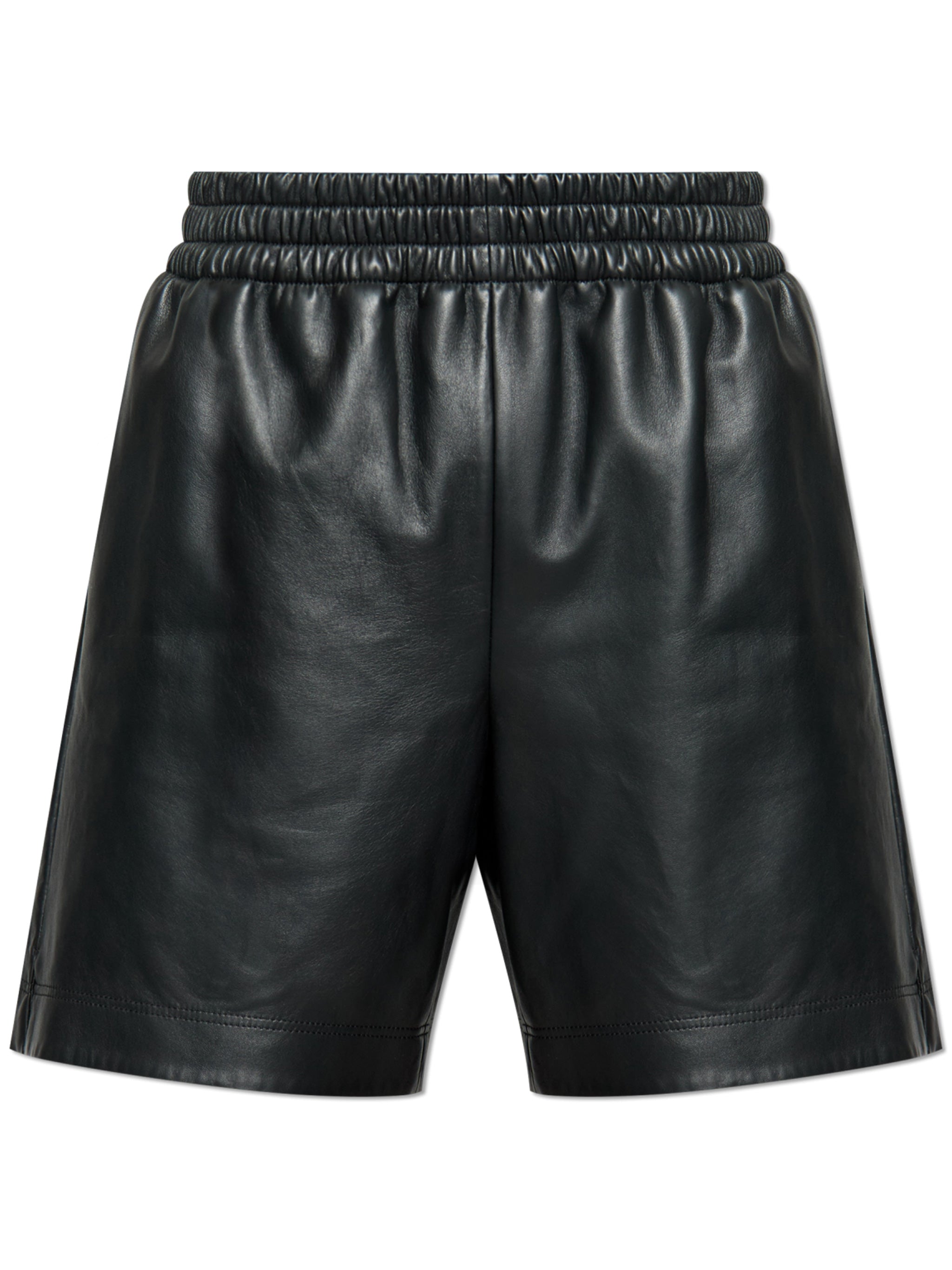 Black Matte Finish Elastic Waist Shorts