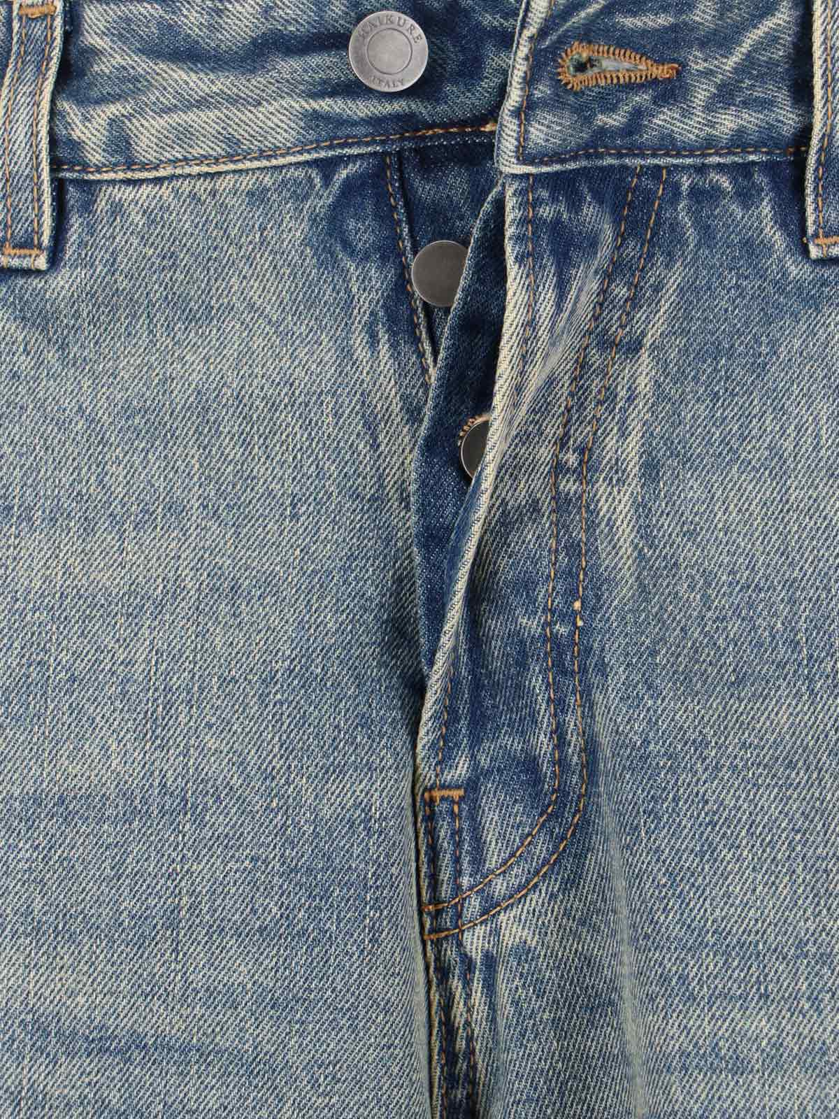 Blue Cotton Denim Straight-Leg Jeans With Five-Pocket Design