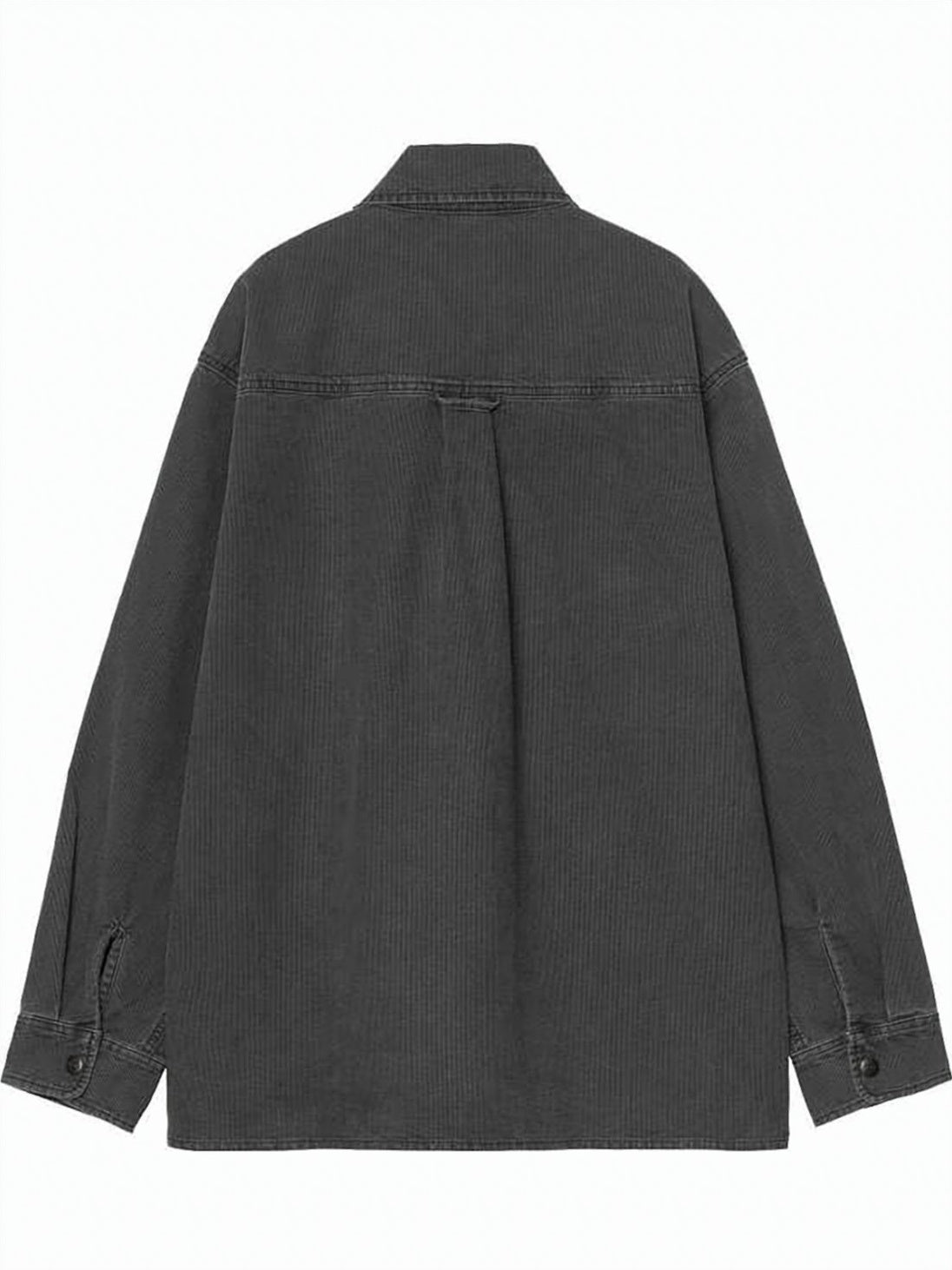 Washed Black Long-Sleeved Shirt Jacket