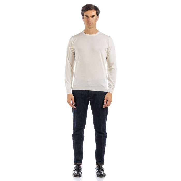 Long-Sleeve Crew Neck Sweater In Fine Merino Wool