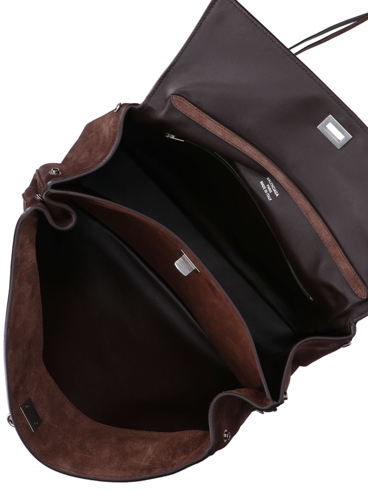 Medium Brown Calf Suede Handbag with Removable Strap