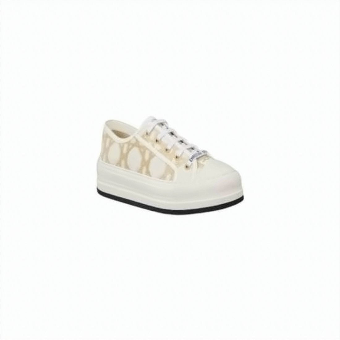 Canvas Low-Top Sneakers with Monogram Pattern and Platform Sole