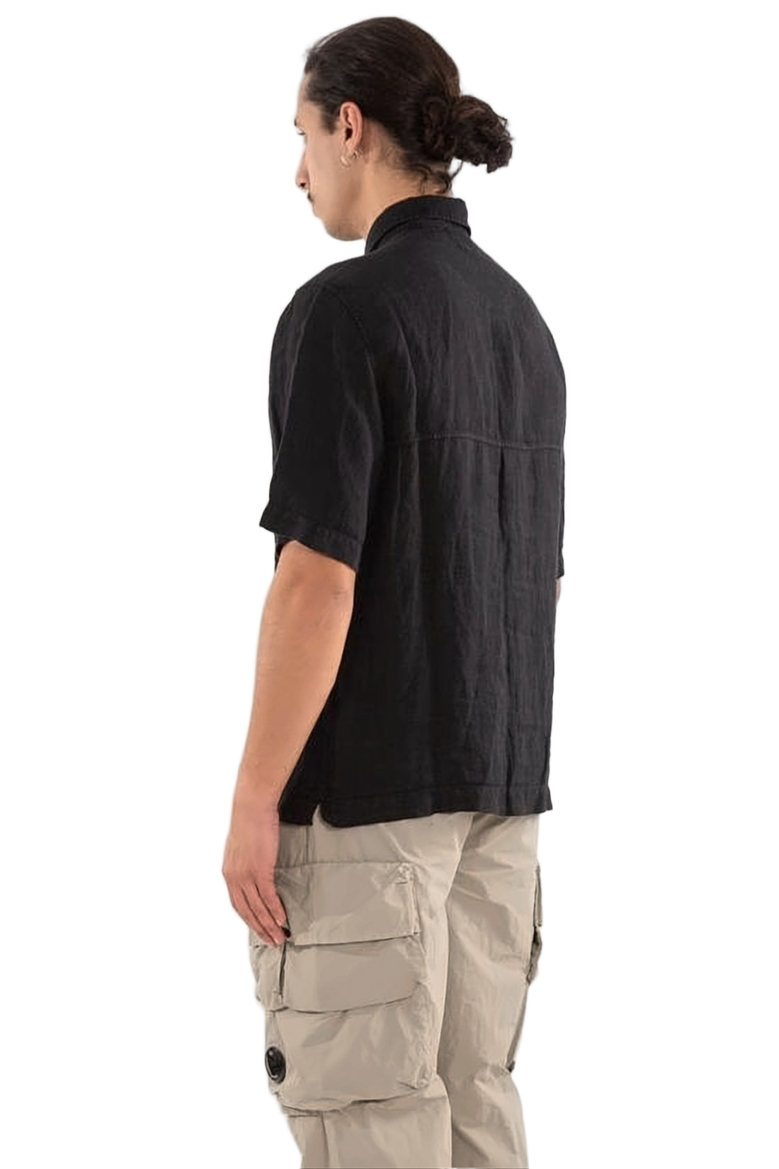 Short-Sleeve Linen Shirt with Classic Collar