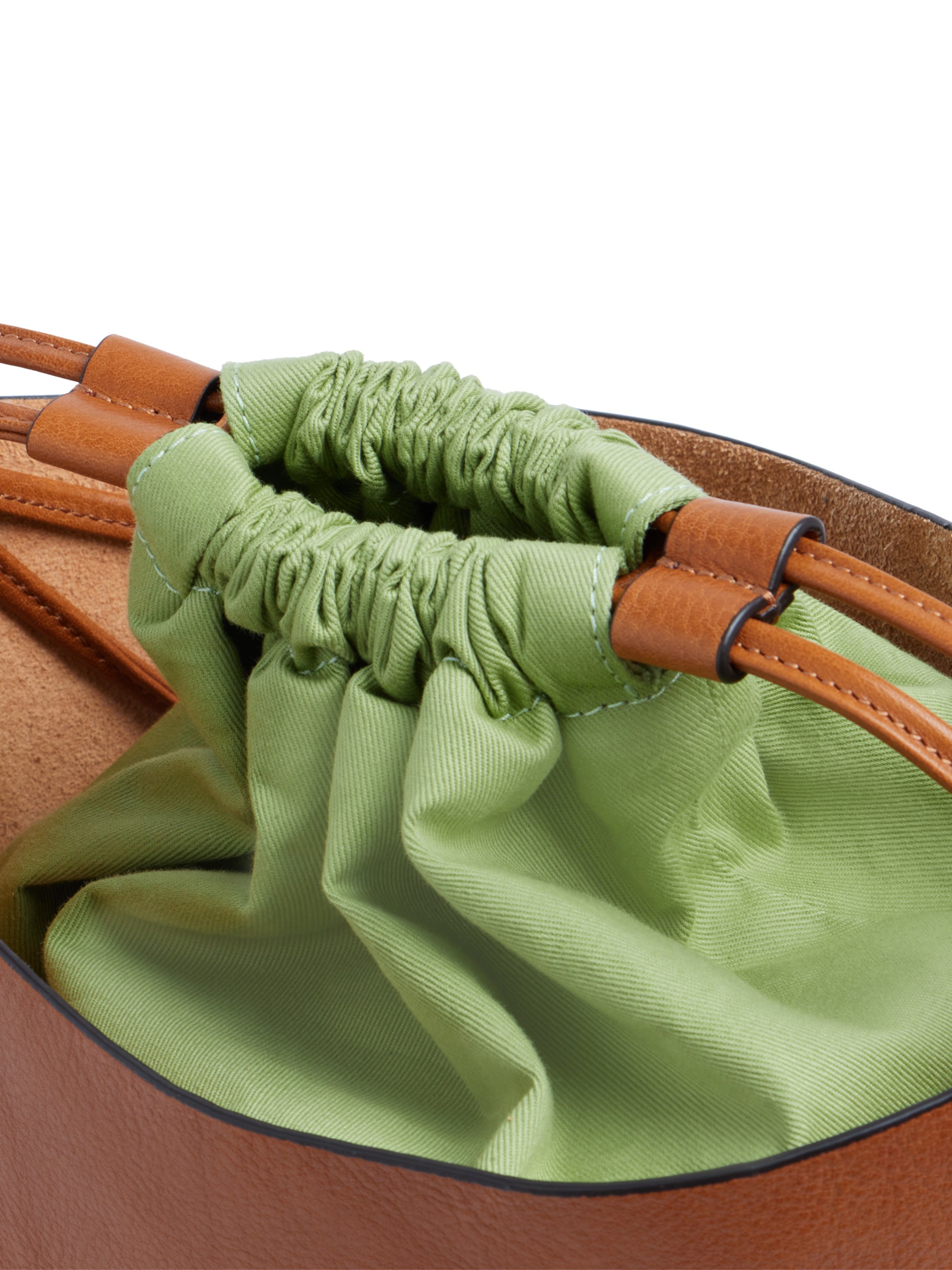 Bucket Structured Leather Drawstring Satchel