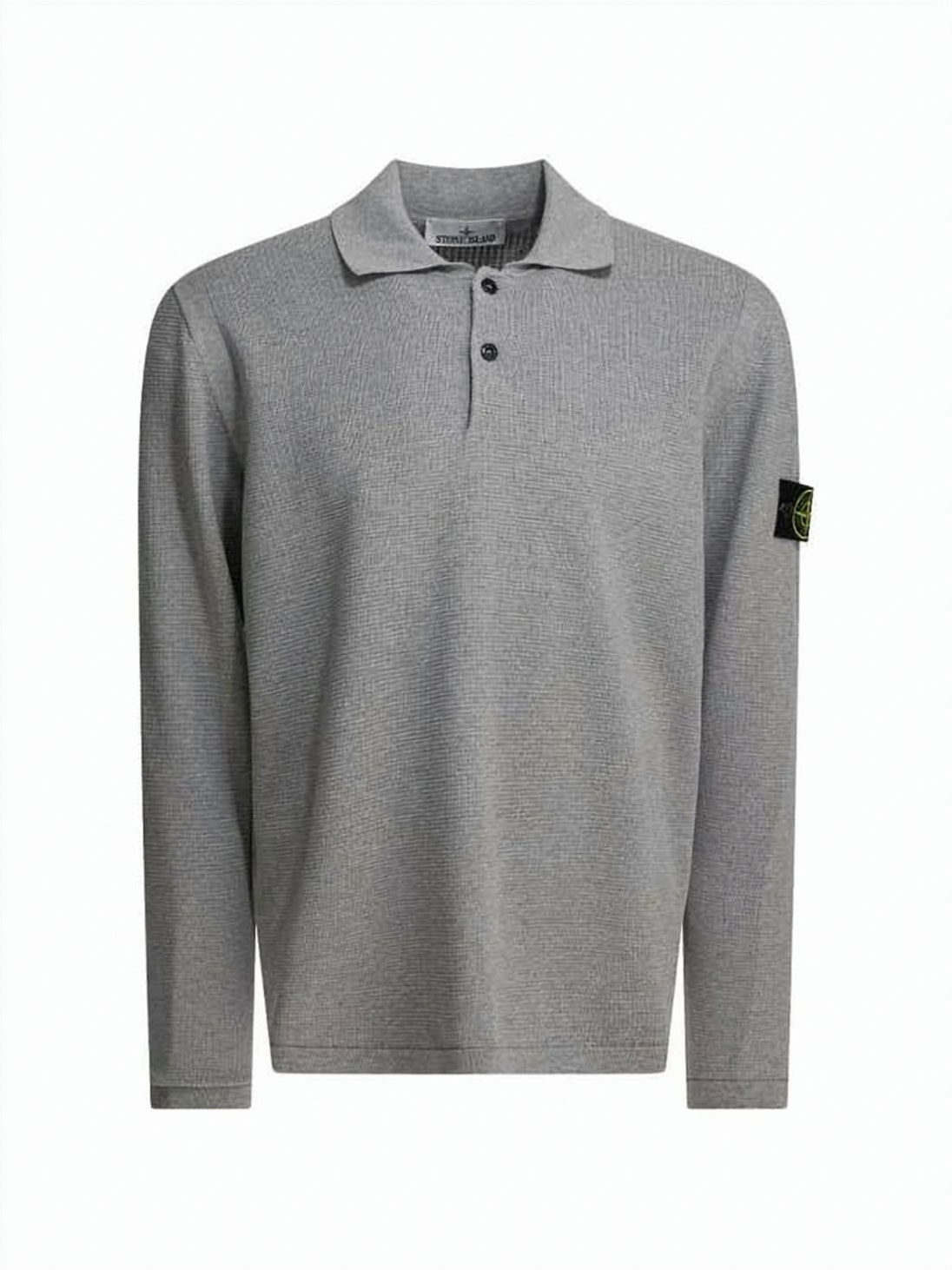 Textured Knit Long-Sleeve Polo Shirt with Distinctive Logo
