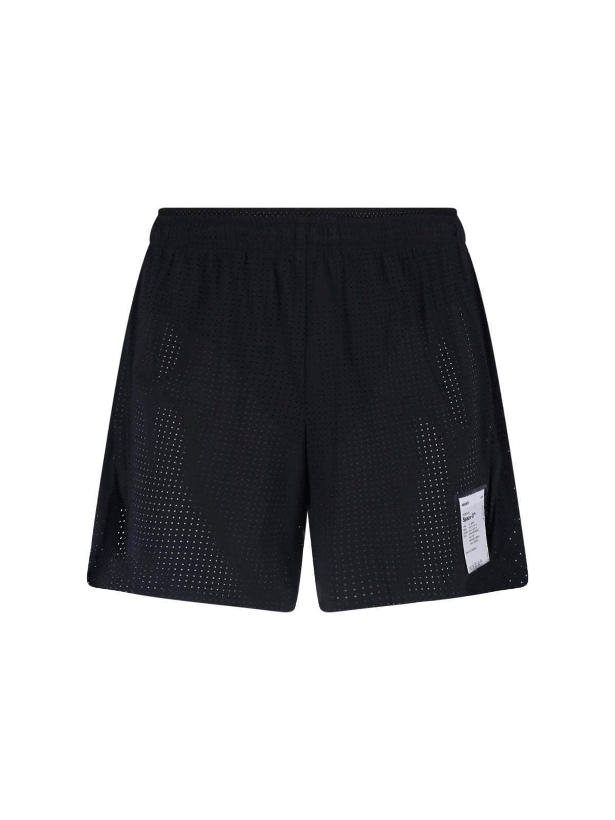 Black Lightweight Perforated Fabric Shorts
