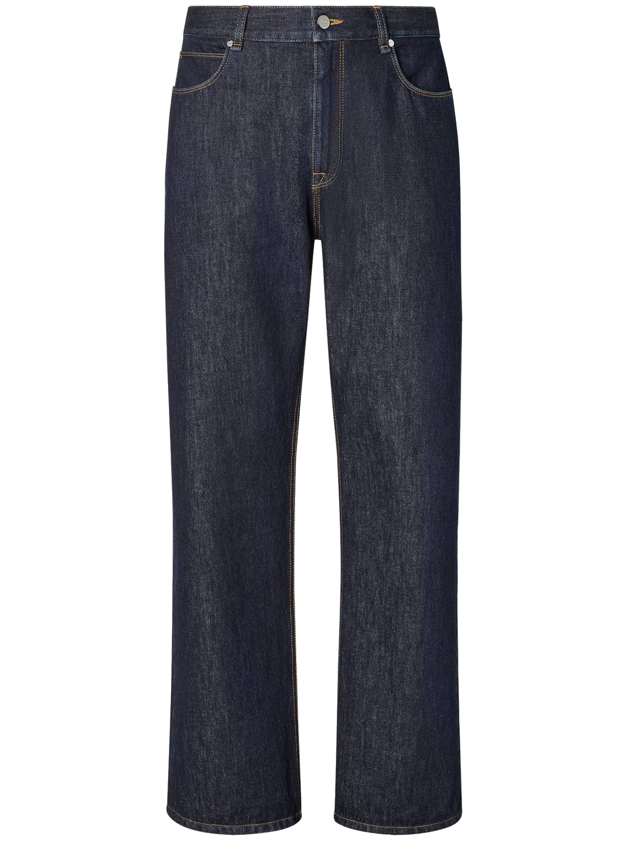 Straight-Leg Denim Jeans with Contrast Stitching and Logo Patch