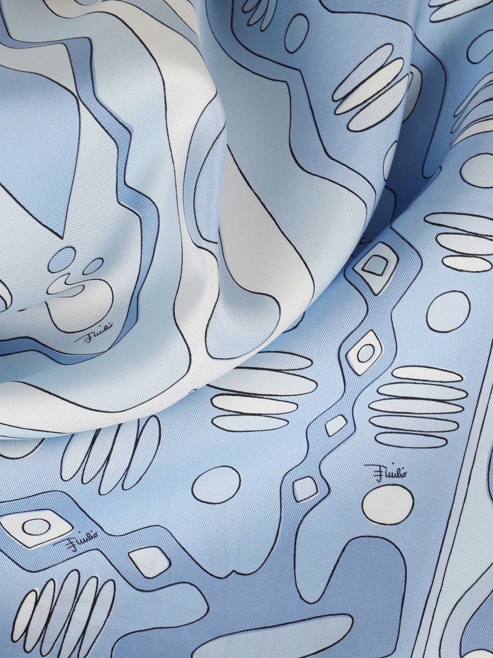 Silk Twill Scarf with Abstract Geometric Print